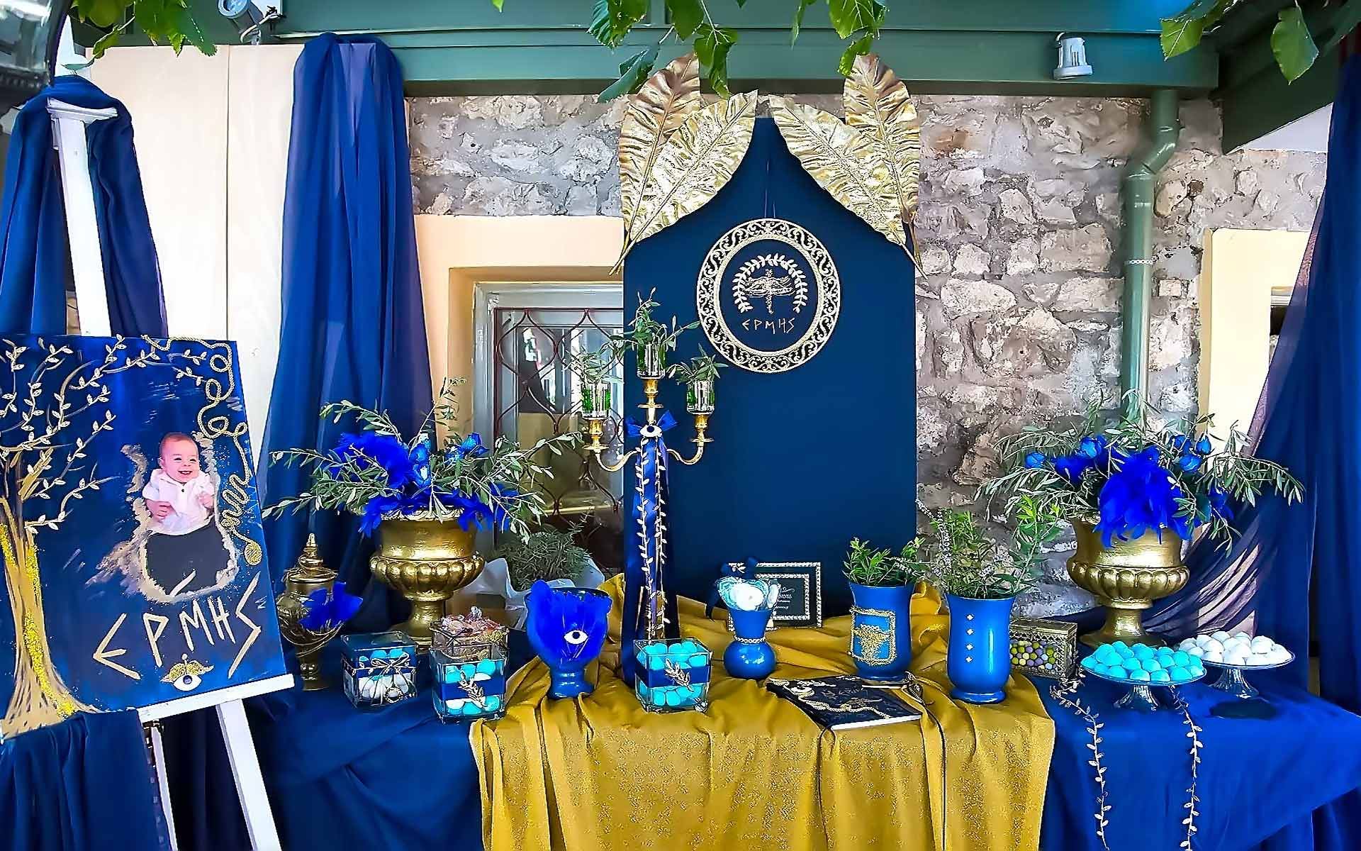 Hermes-God-Of-Speed-Themed-Baptism-As-A-Guest-Book-Table