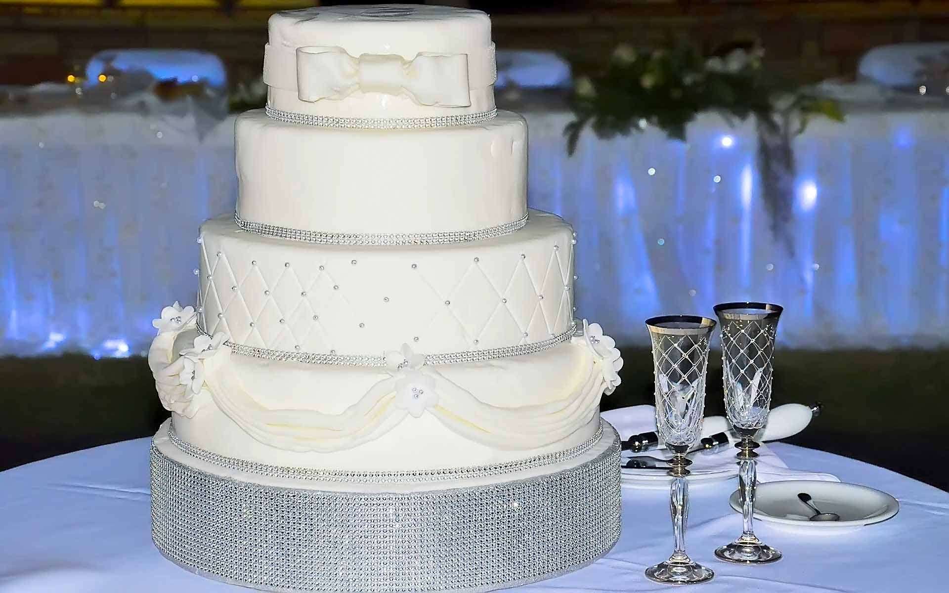 White-Wedding-Cake-With-Blanc-Strass-by-Diamond-Events-Wedding-Event-planning-services