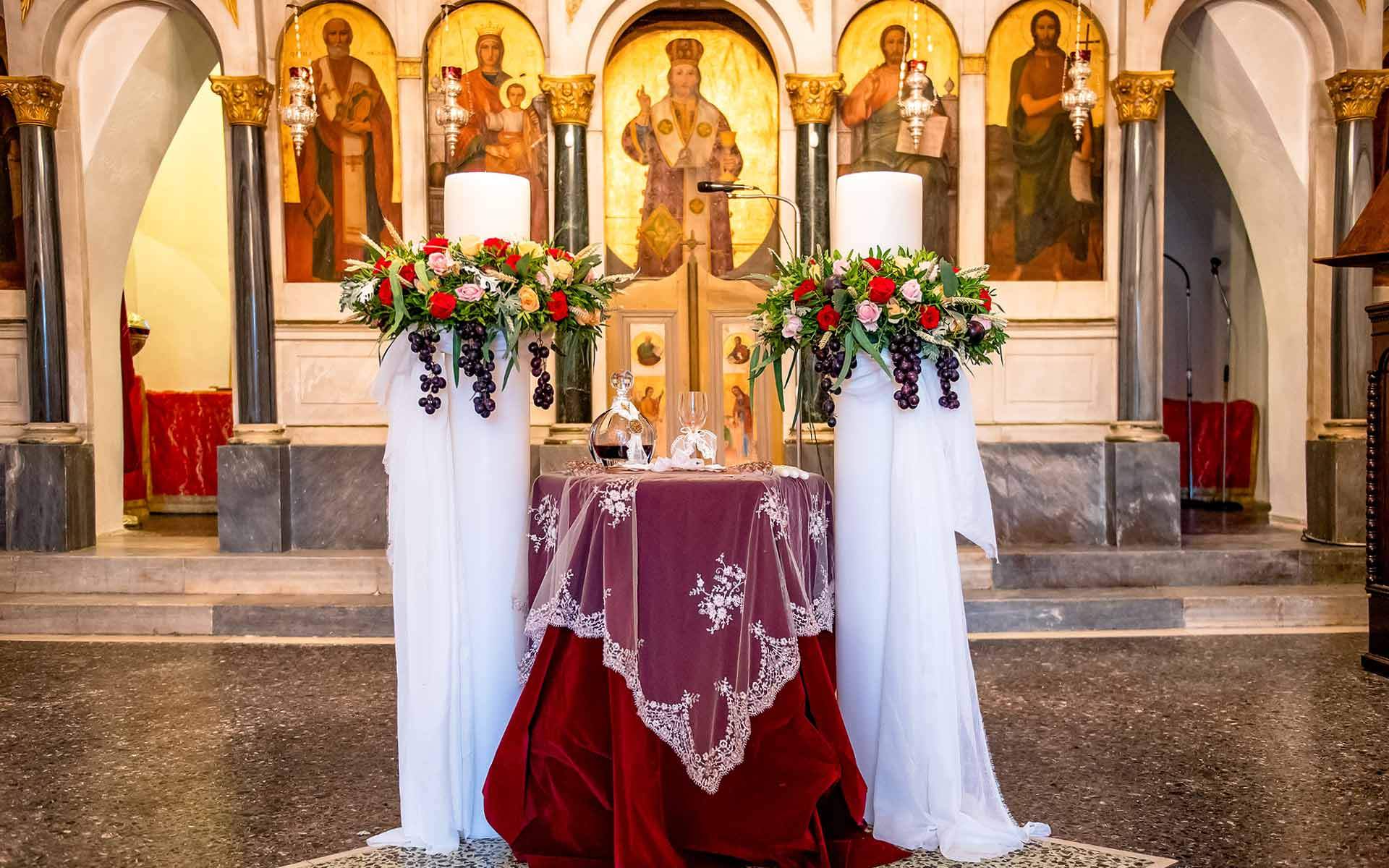 Custom-Made-Byzantine-Style-Orthodox-Wedding-with-fruit-candles-by-Diamond-Events