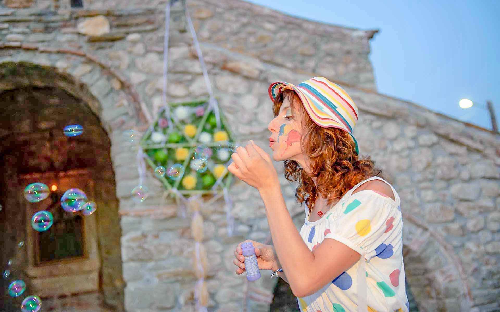 Bubbly-Blowing-Silly-Clowns-For-A-Whimsical-Baptism