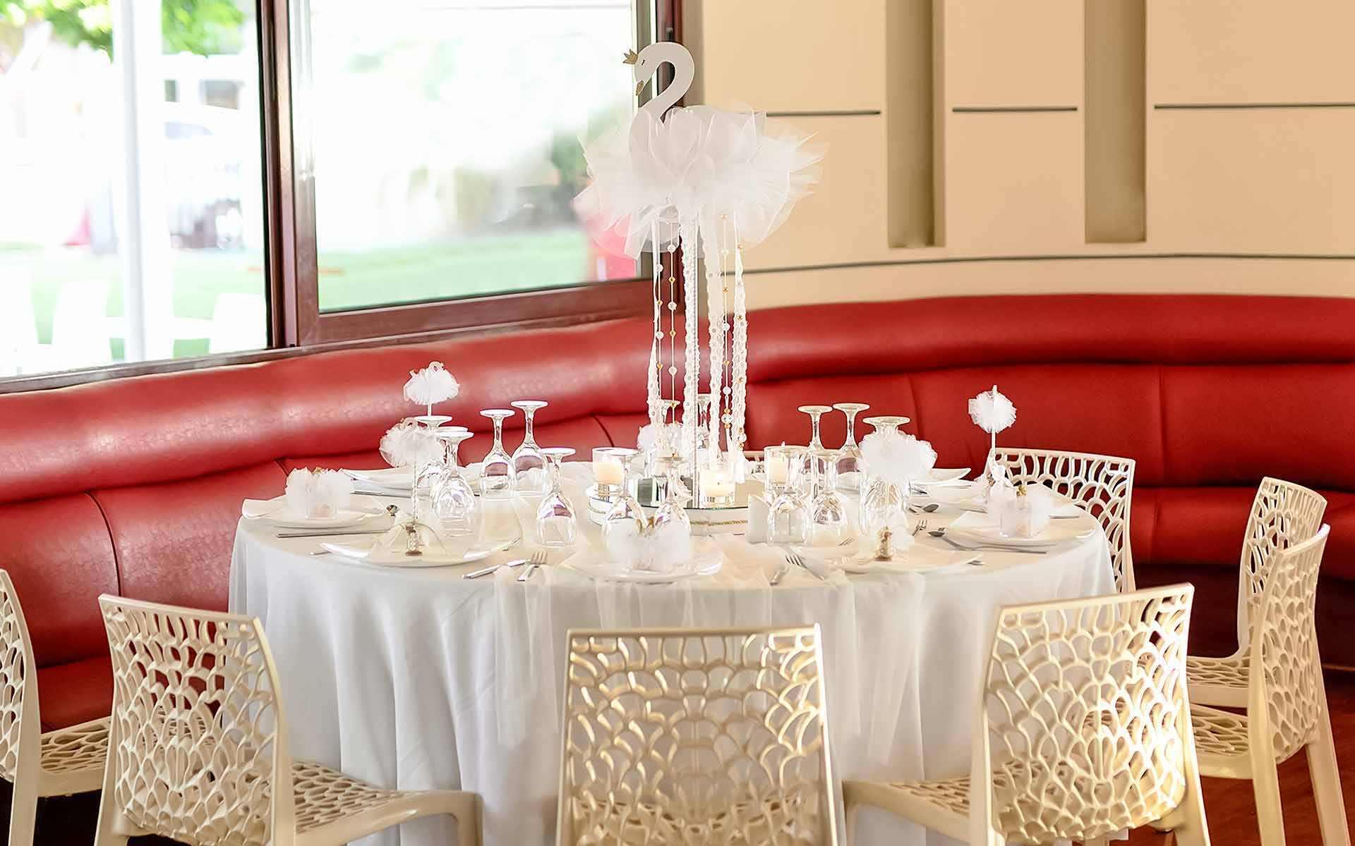 Swan themed Baptism centerpiece