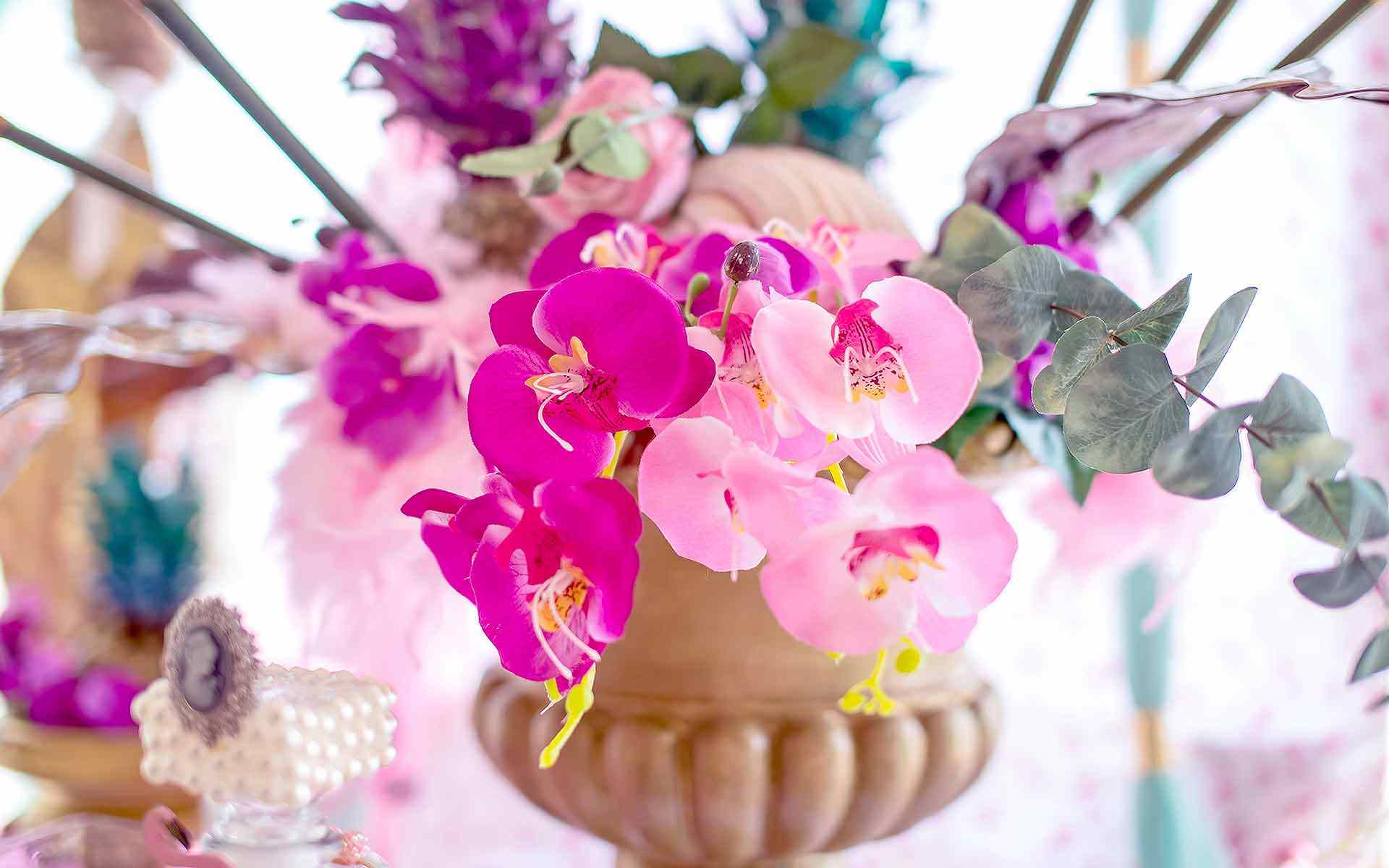 Gorgeous-Fuchsia-And-Pink-Orchids-Has-Chosen-As-A-Christening-Decoration