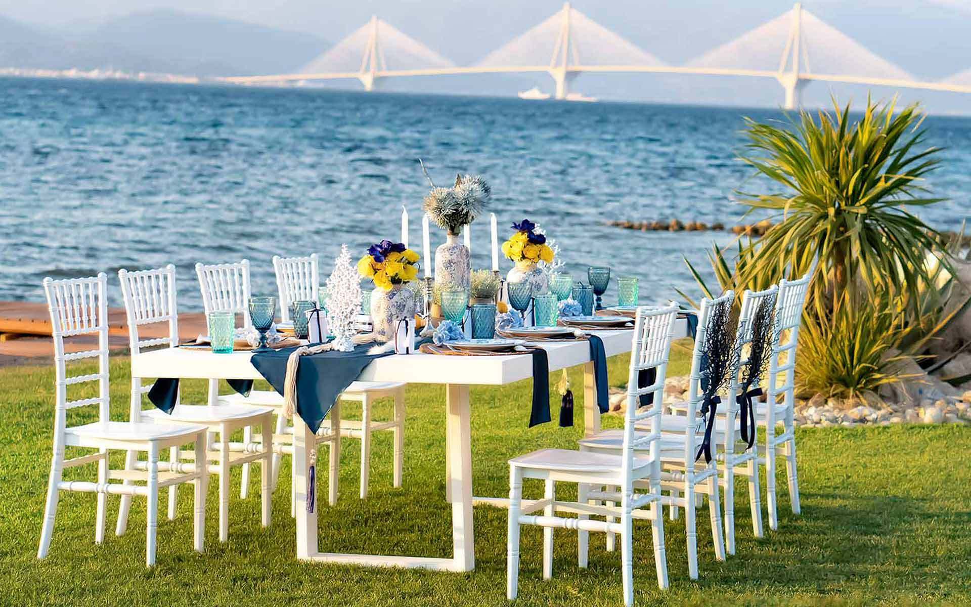 Beach-style-table-set-up-at-Omega-Yacht-club-by-Diamond-Events-wedding-&-Events-planning