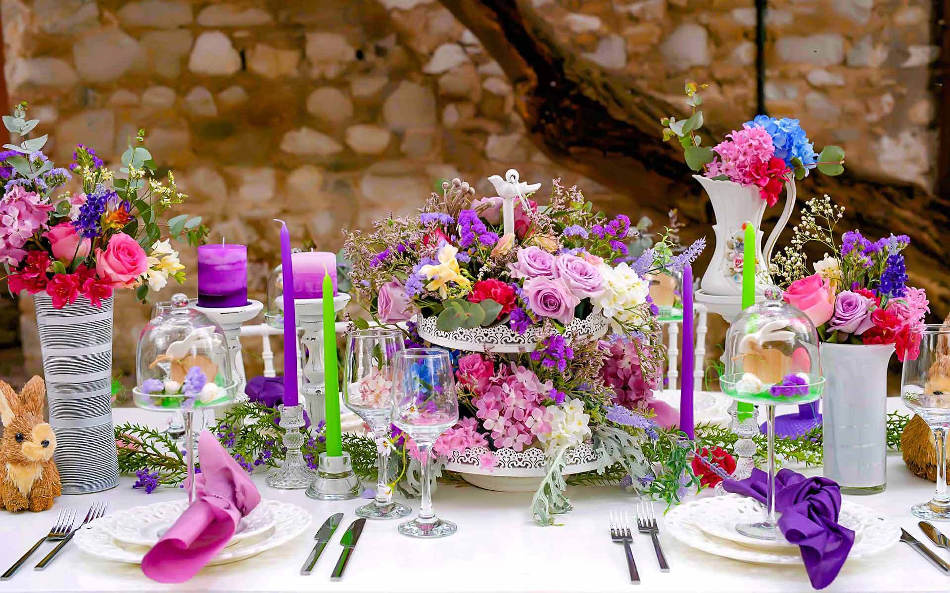Fabulous Easter Wedding table decoration by Rogdaki Events Trademark