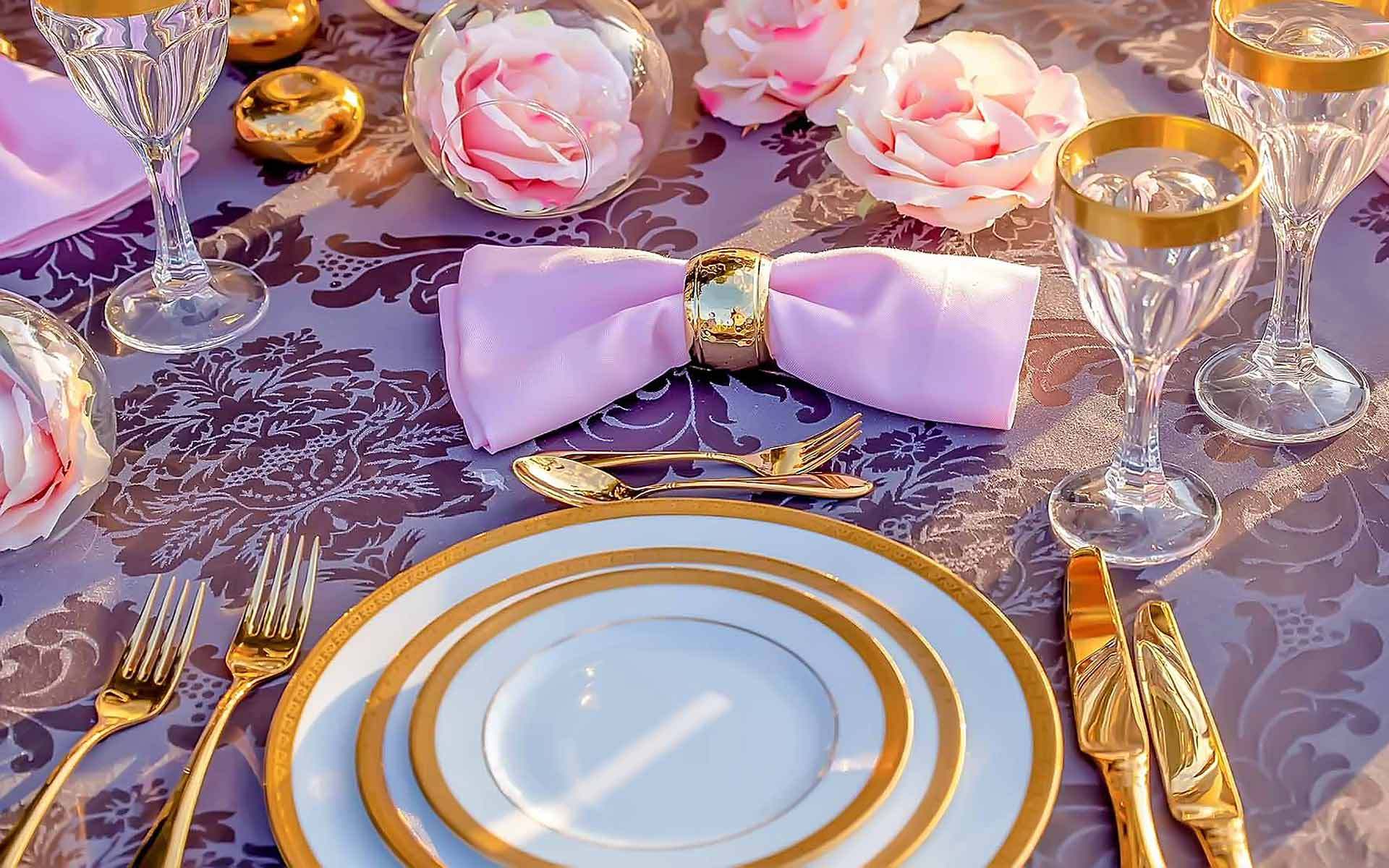 Luxurious Gold Wedding Table Setting by Rogdaki Events Trademark Wedding & Event services