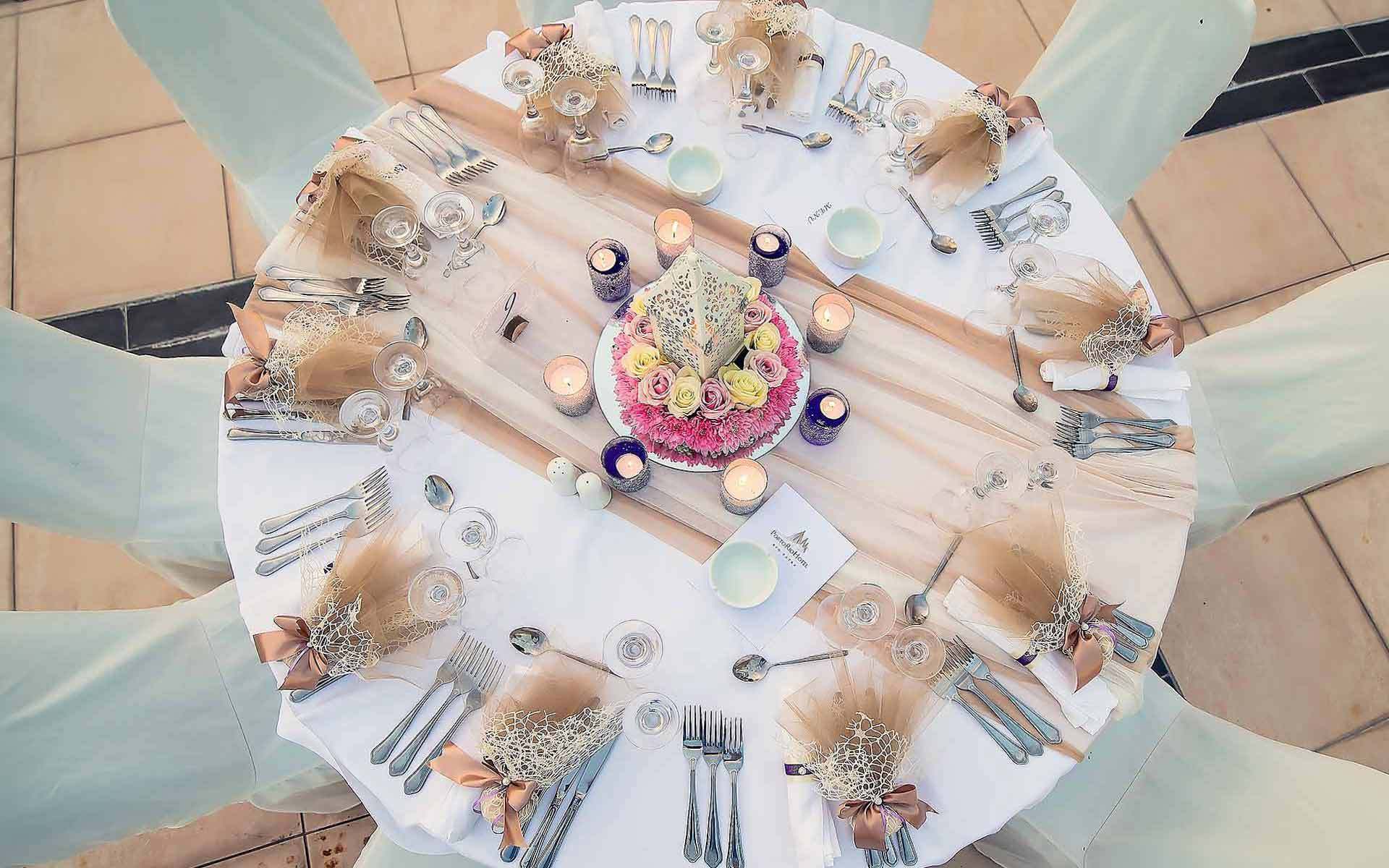White Lantern Centerpiece with pink & white flowers by Rogdaki Events Trademark