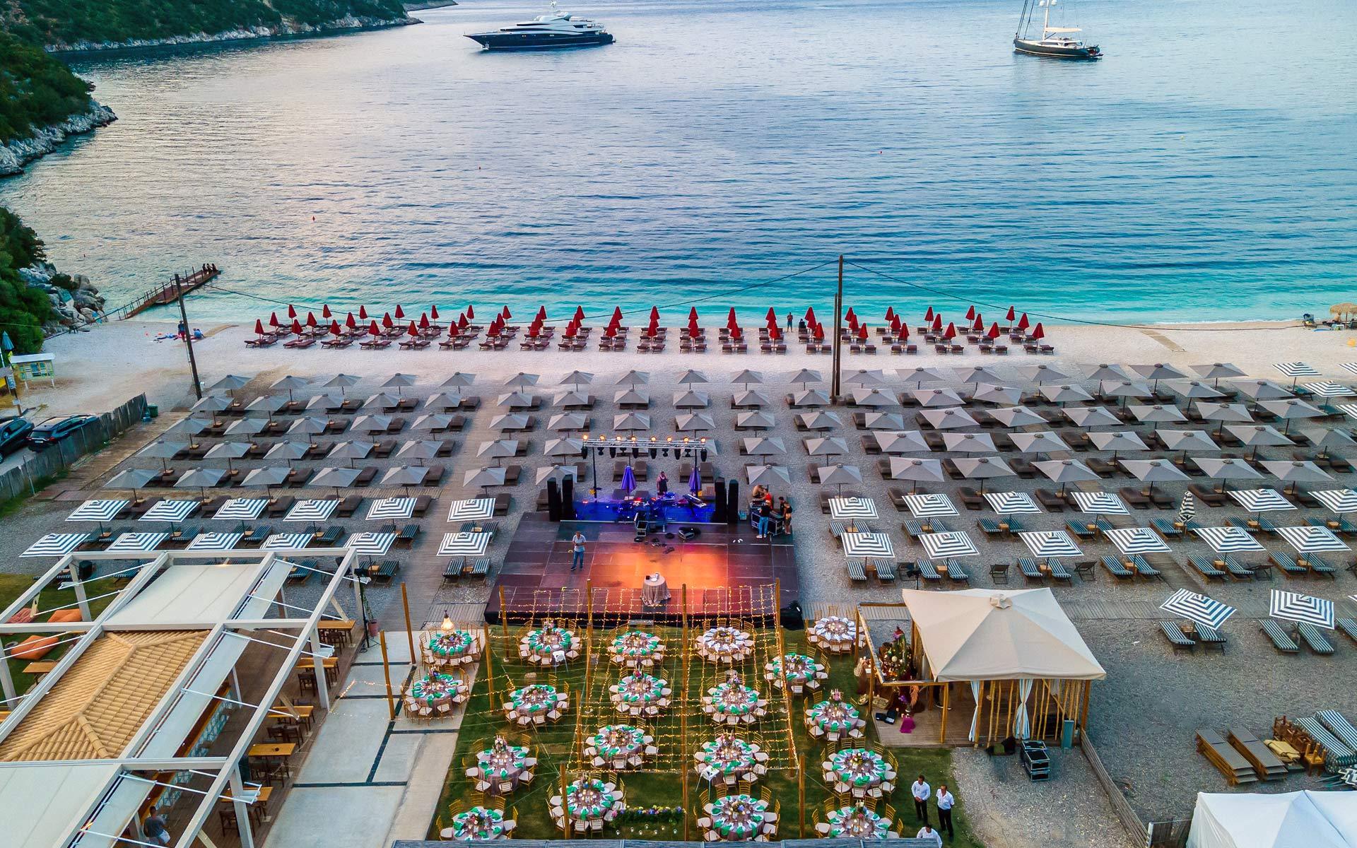 Acron wedding beach bar venue in Kefalonia - set up by Rogdaki Events- Luxury Wedding & Event Planning Services in Greece