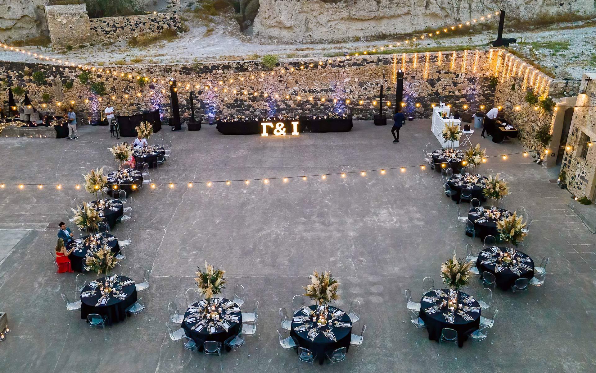 Ntomatoe wedding venue in Santorini - set up by Rogdaki Events- Luxury Wedding & Event Planning Services in Greece