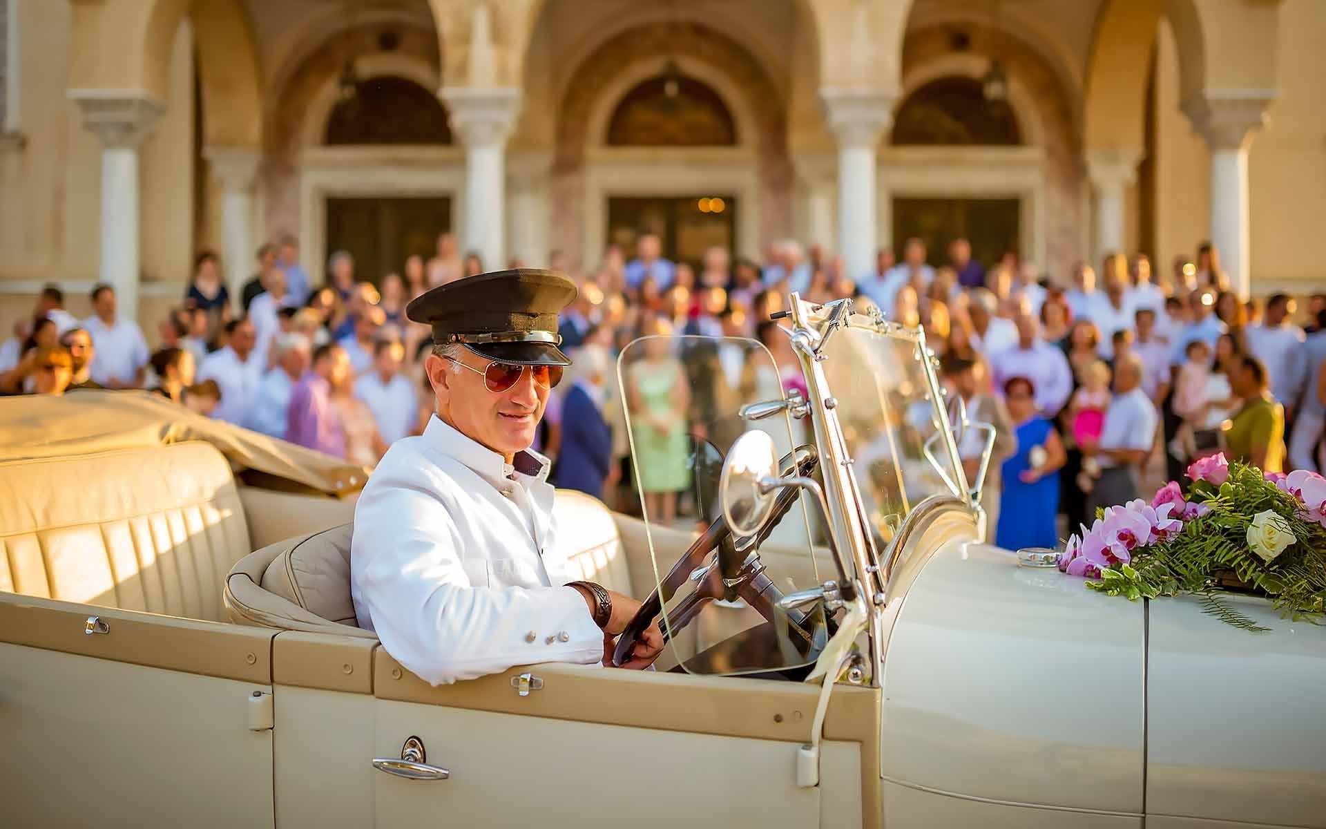 Chauffeur-Just-Left-The-Bride-And-Her-Father-To-The-Church-And-He-Is-Posing-Happily