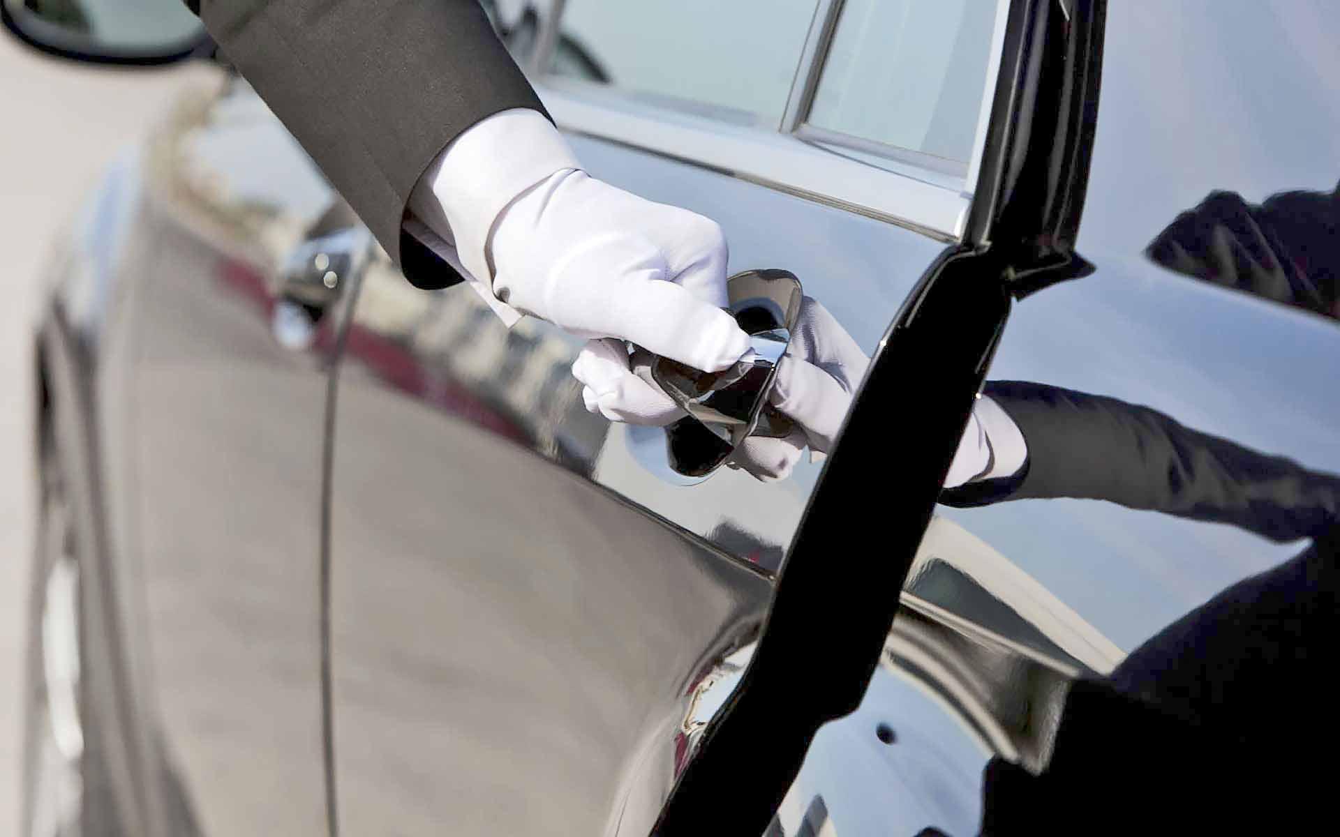 The-Chauffeur-Opened-The-Back-Door-To-Allow-To-The-Bride-To-Enter