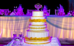 Golden Leaf Wedding Cake
