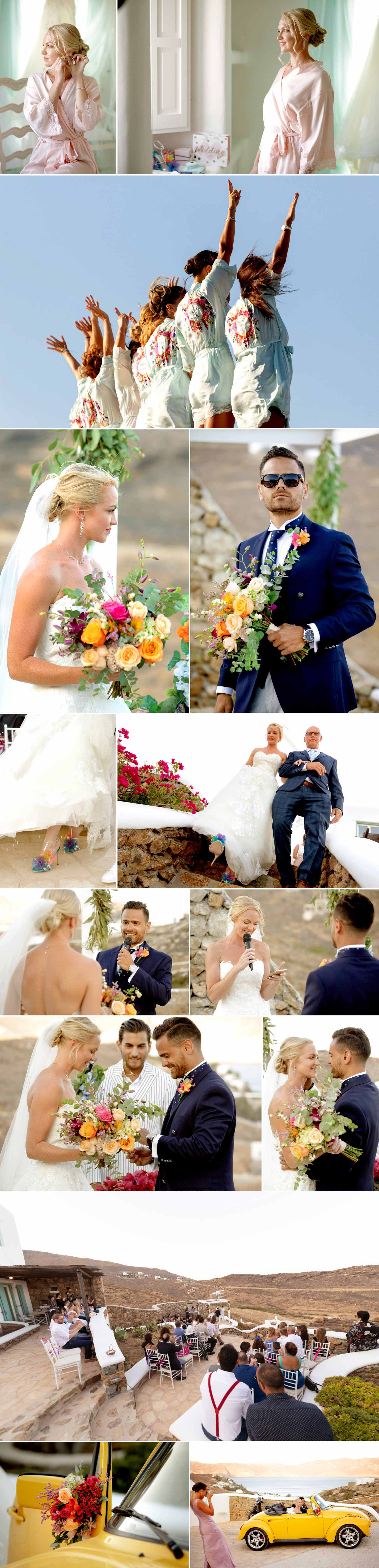 Wedding couple getting married in Mykonos, Greece