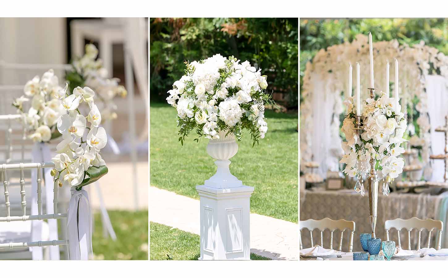 total white flowers wedding decoration