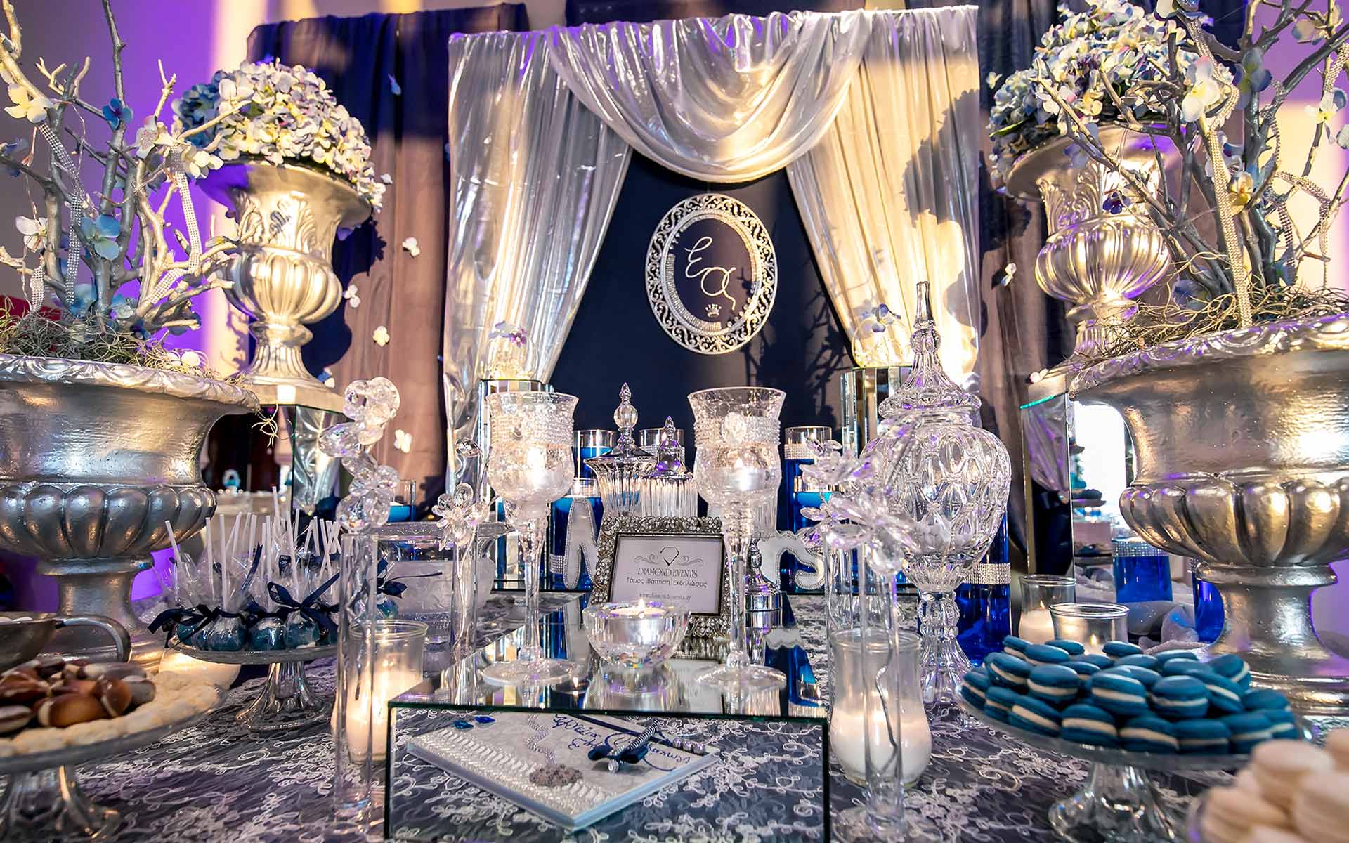Luxurious Silver Wedding Guest Book Table
