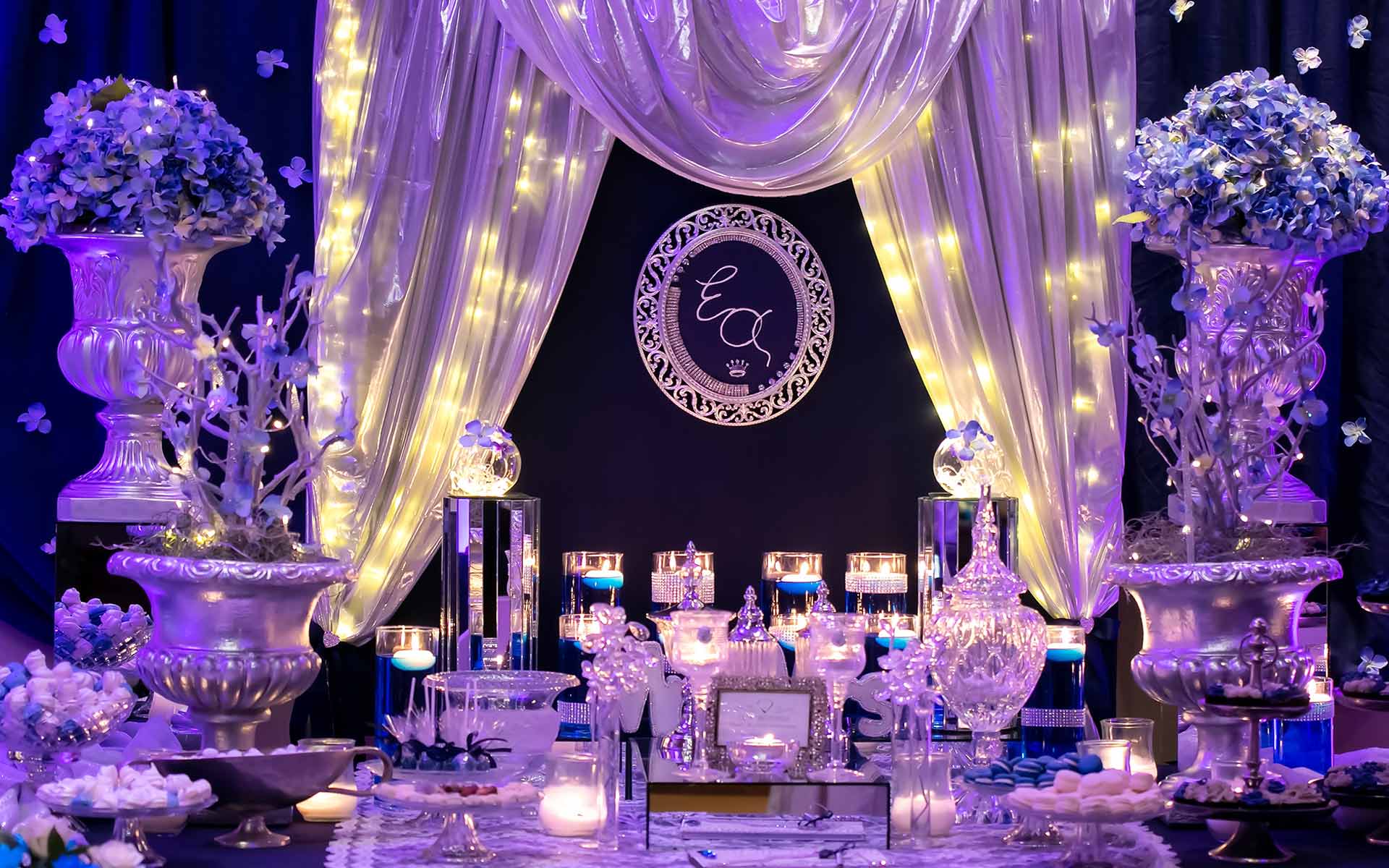 Royal wedding guest book tables from Rogdaki Events Trademark