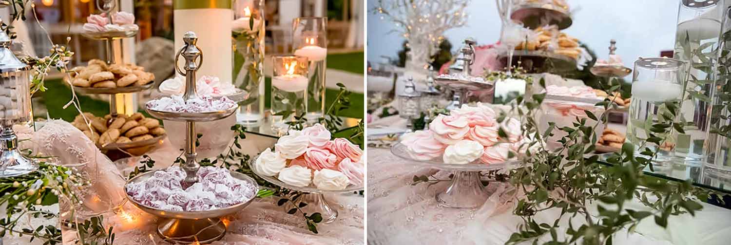 Elegant wedding table decoration in Greece