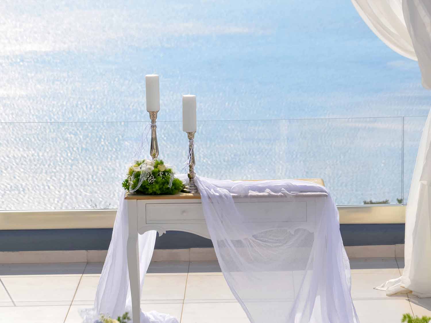 Diamond Events Santorini Wedding at Le Ciel wedding ceremony table