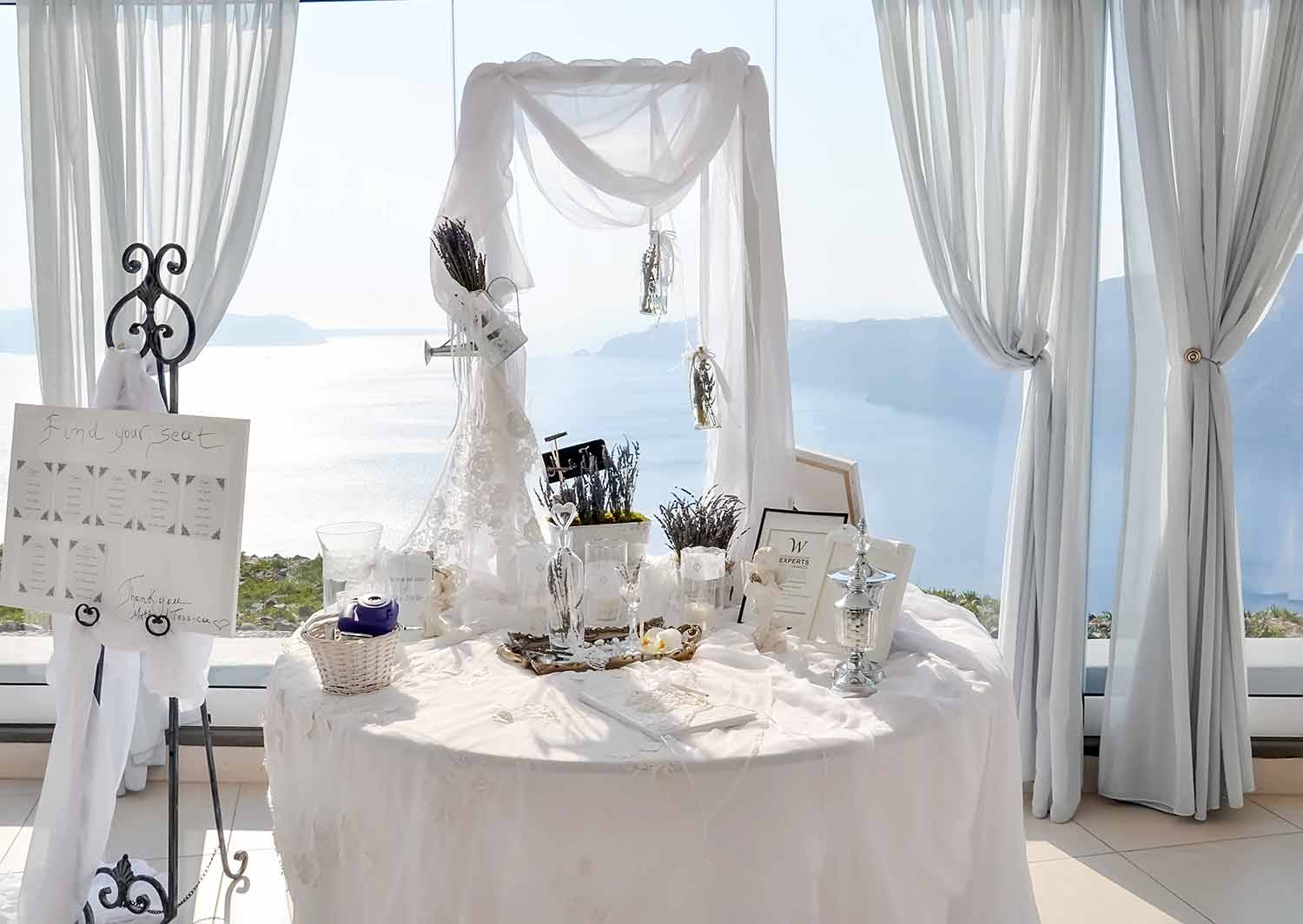 Diamond Events Santorini Wedding at Le Ciel wedding guest book table