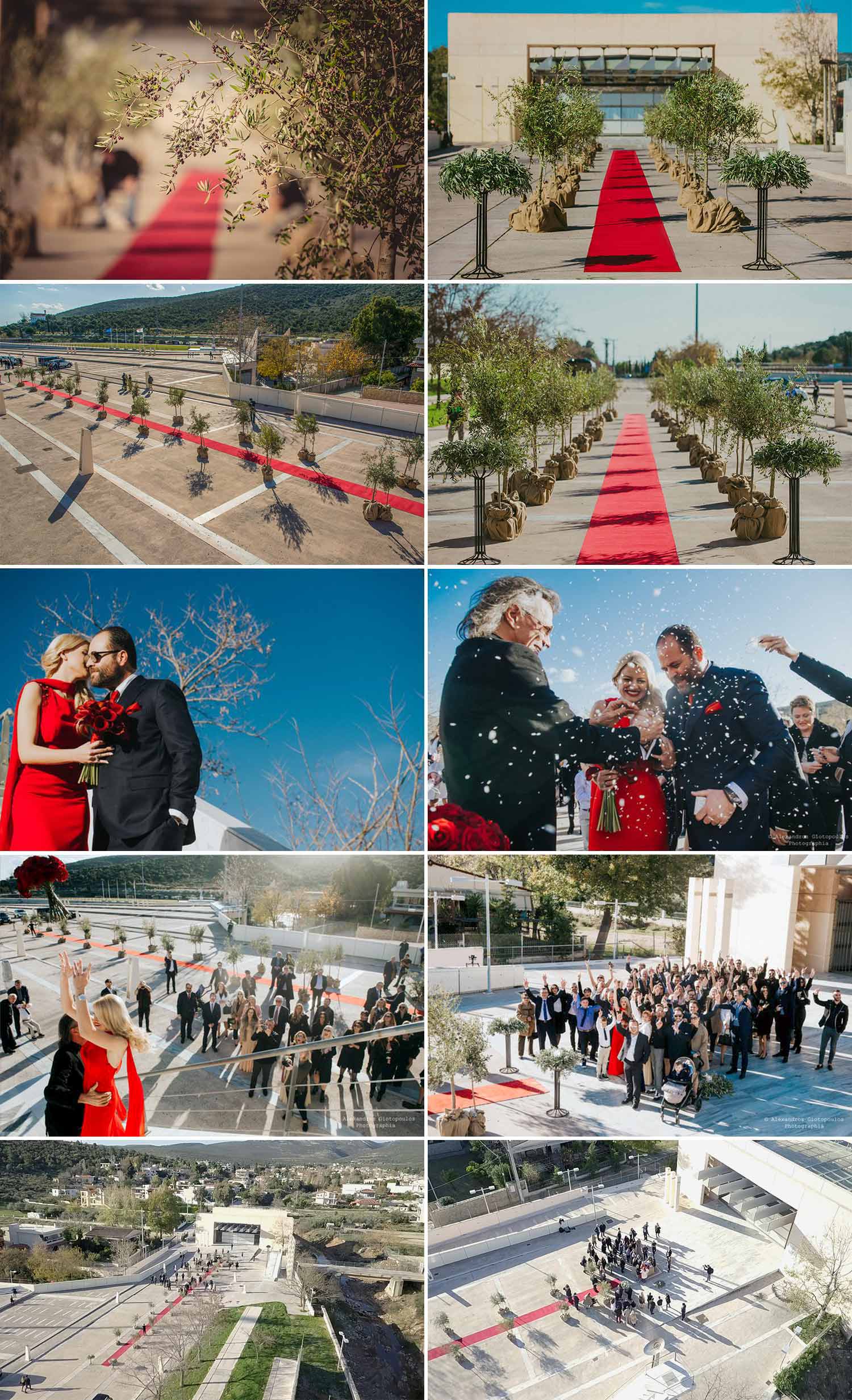 A luxurious wedding in shades of red took place on Christmas at the Marathοna’s hall