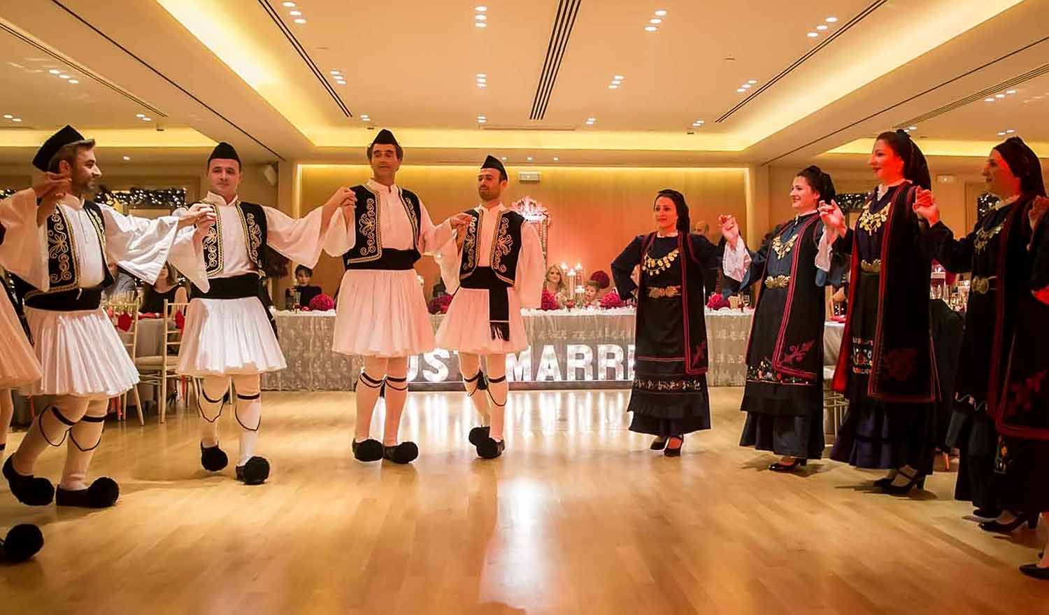 traditional greek dance in christmas wedding in Greece