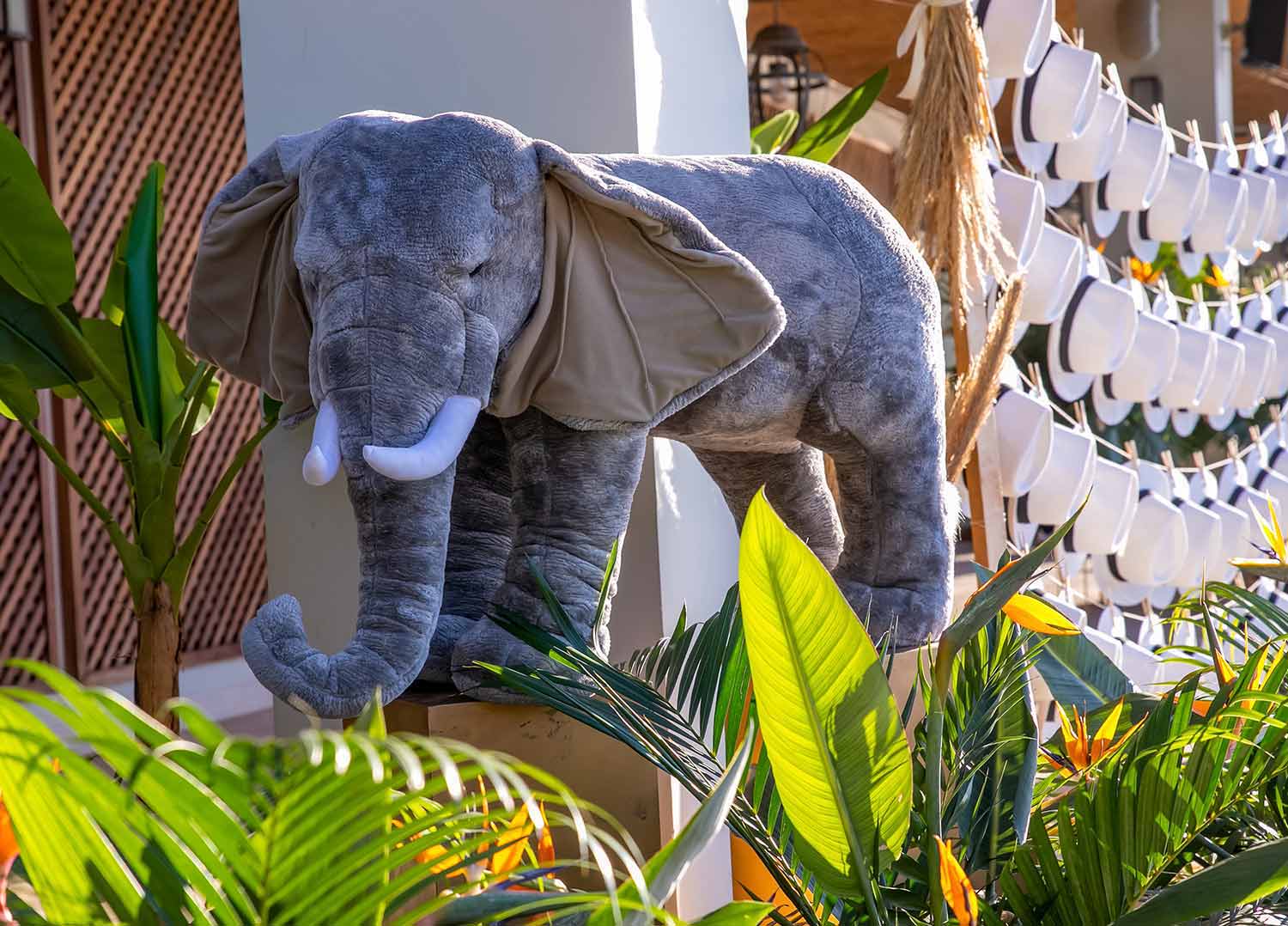 Safari themed Christening with a Baby Elephant at the entrance