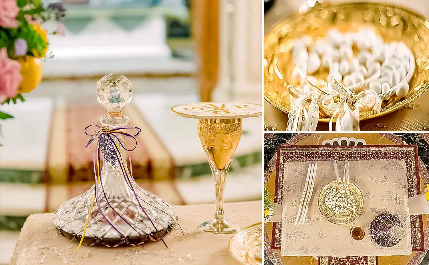 Wedding Set with Crystal decanter tray with 24 carat gold Wine Glass and 24 carat gold tray 1