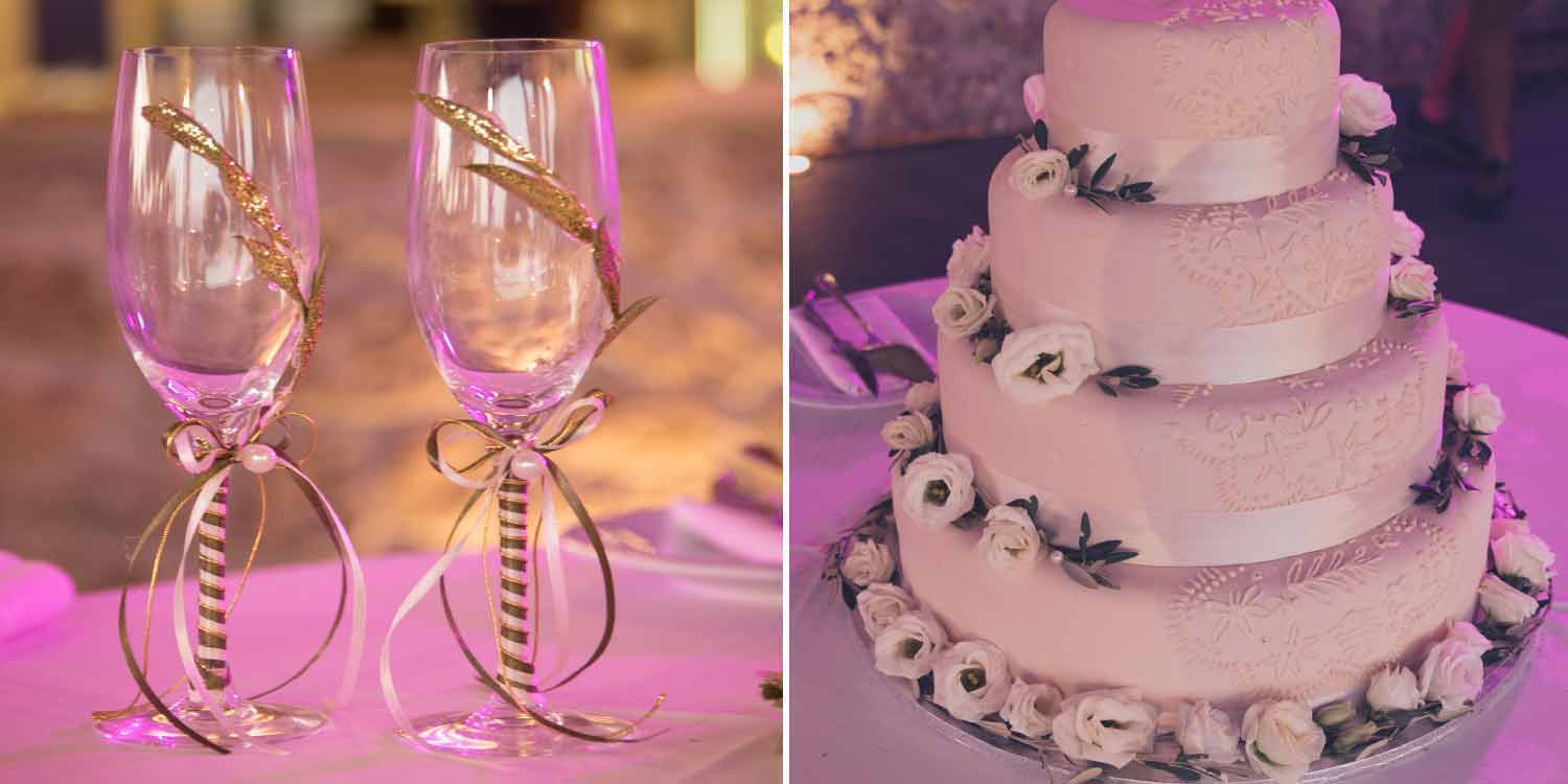 Champagne glass the wedding cake