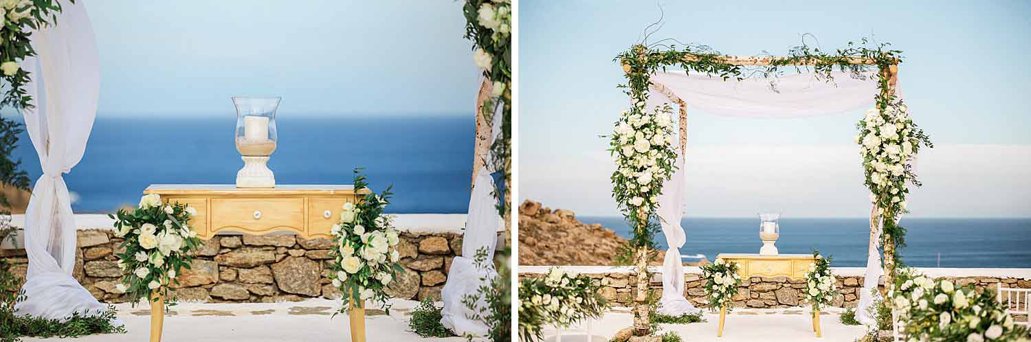 Civil Ceremony day Set up in a rustic style in Mykonos