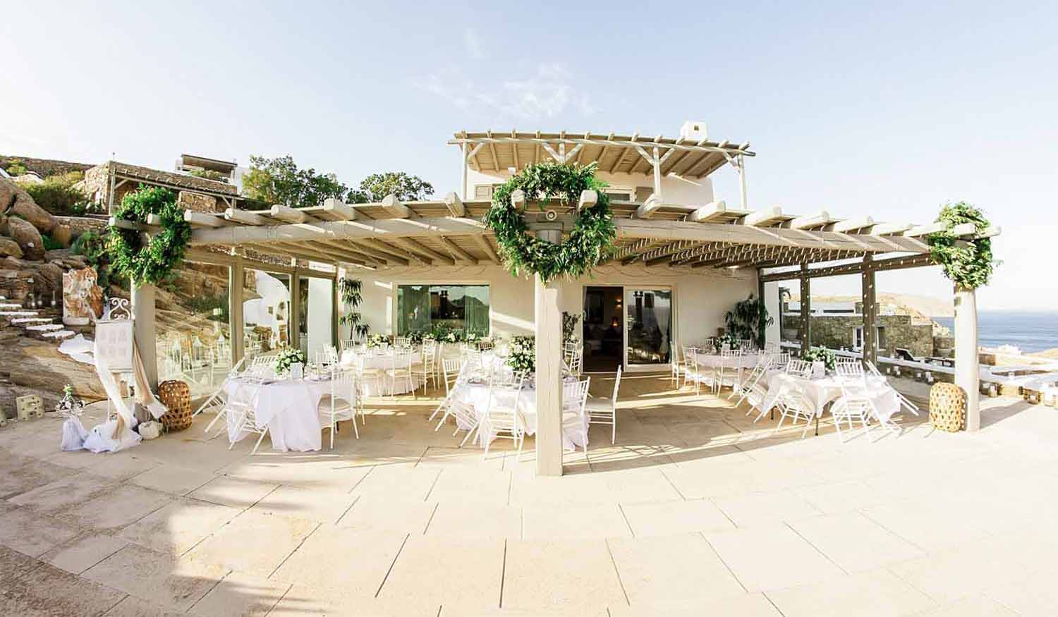 Mykonos private villa at elia set up by Diamond Events