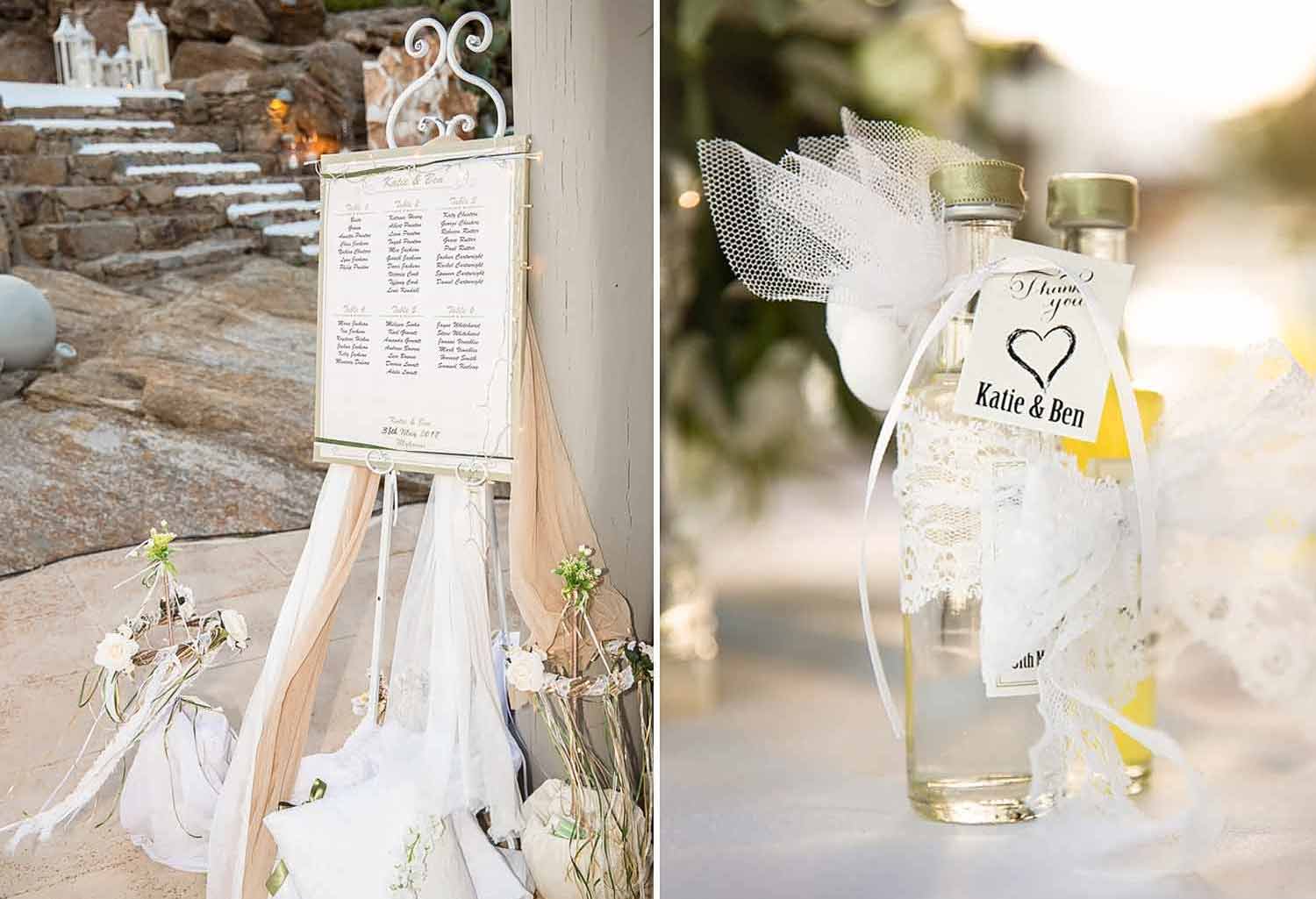 wedding favours in a bottle sign fot finding the seat