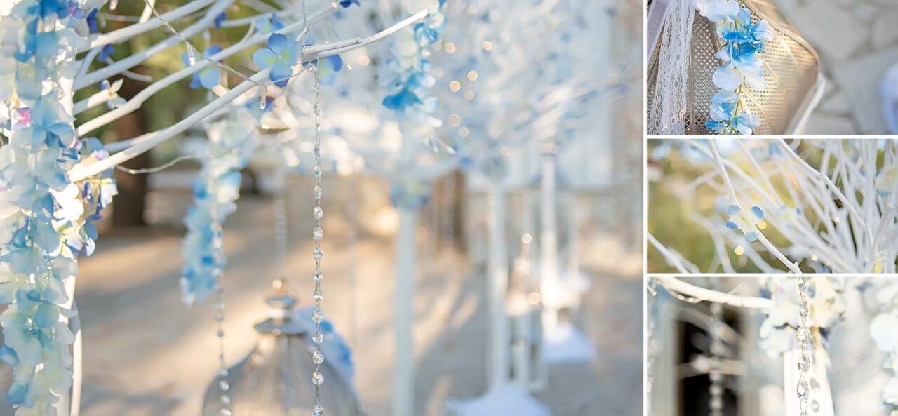 Elegant wedding decoration with crystal details at the ceremony by Diamond Events 1