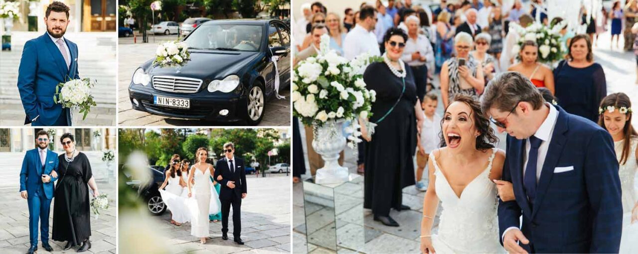 The bride arrived at the church in a Mercedes accompanied by her father who handed her over to the groom. Mrs Anna Maria Rogdaki