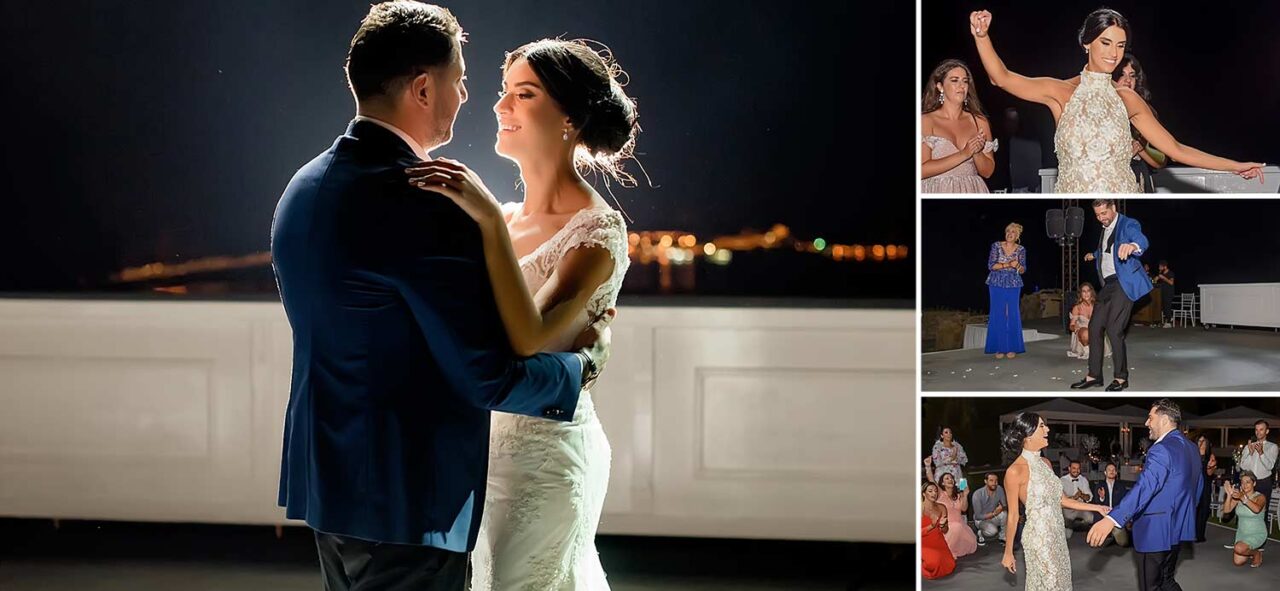 The first dance of newlyweds at the wedding reception and snapshots from the dance moments 1