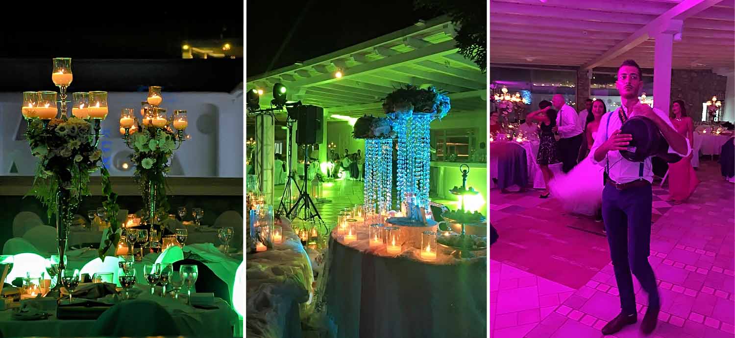 Tympan guy nad lighting decoration for A Lebanese Egyptian Wedding in Mykonos by Diamond Events event agency 2