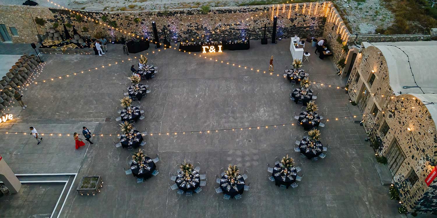 Santorini Wedding at saf set up installation by Diamond Events