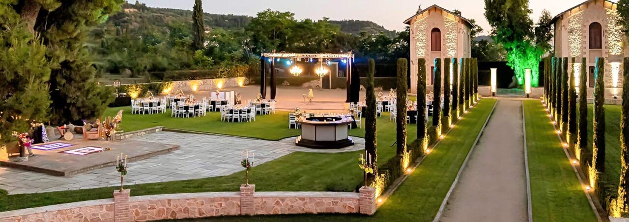 A luxury wedding setup in a private villa in Greece by Rogdaki Events