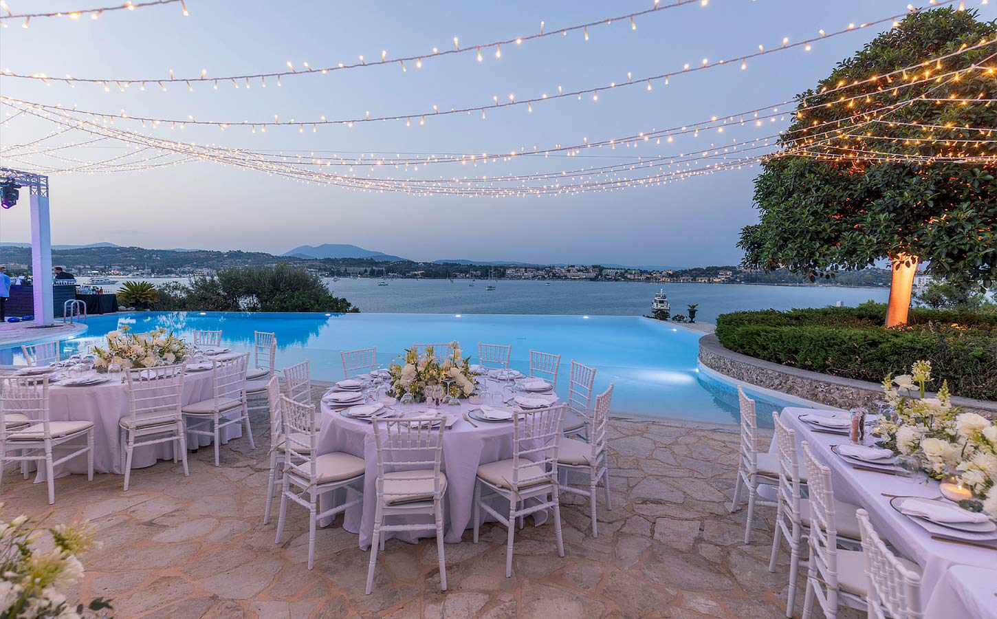 Amazing wedding setup in a private villa in Porto Heli Greece by Rogdaki Events