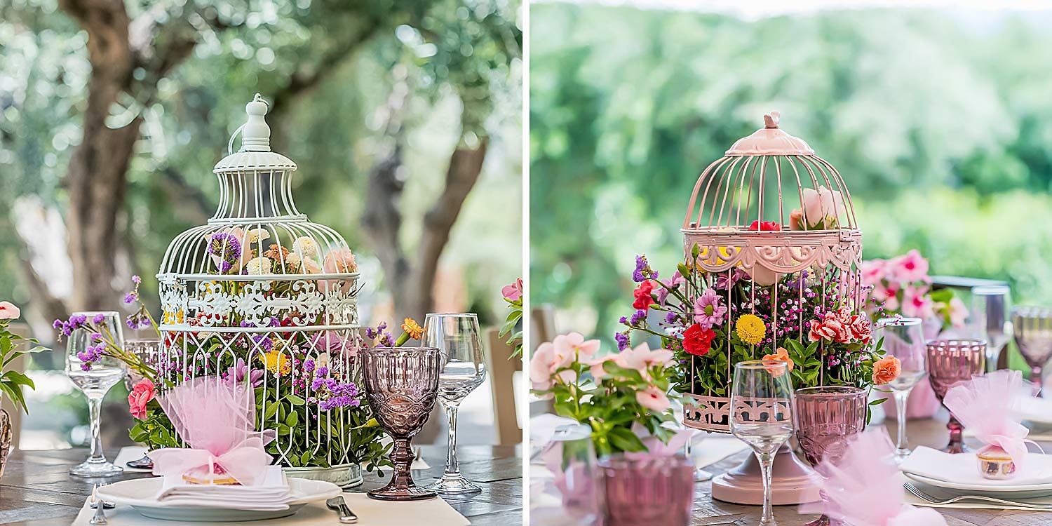 Αγγλική εξοχή | Θεματική Βάπτιση 19 Jane Austen Pride Prejudice inspired Baptism withite and pink cages decoration by Rogdaki Events