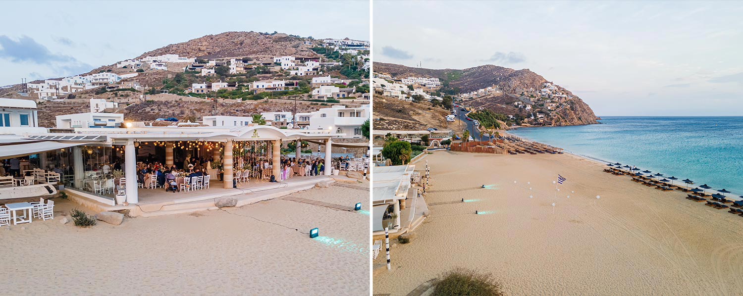 Πολυτελής Γάμος στη Μύκονο 20 Elia beach in golden hour stillness. Mediterranean Romance in Mykonos by Rogdaki Events