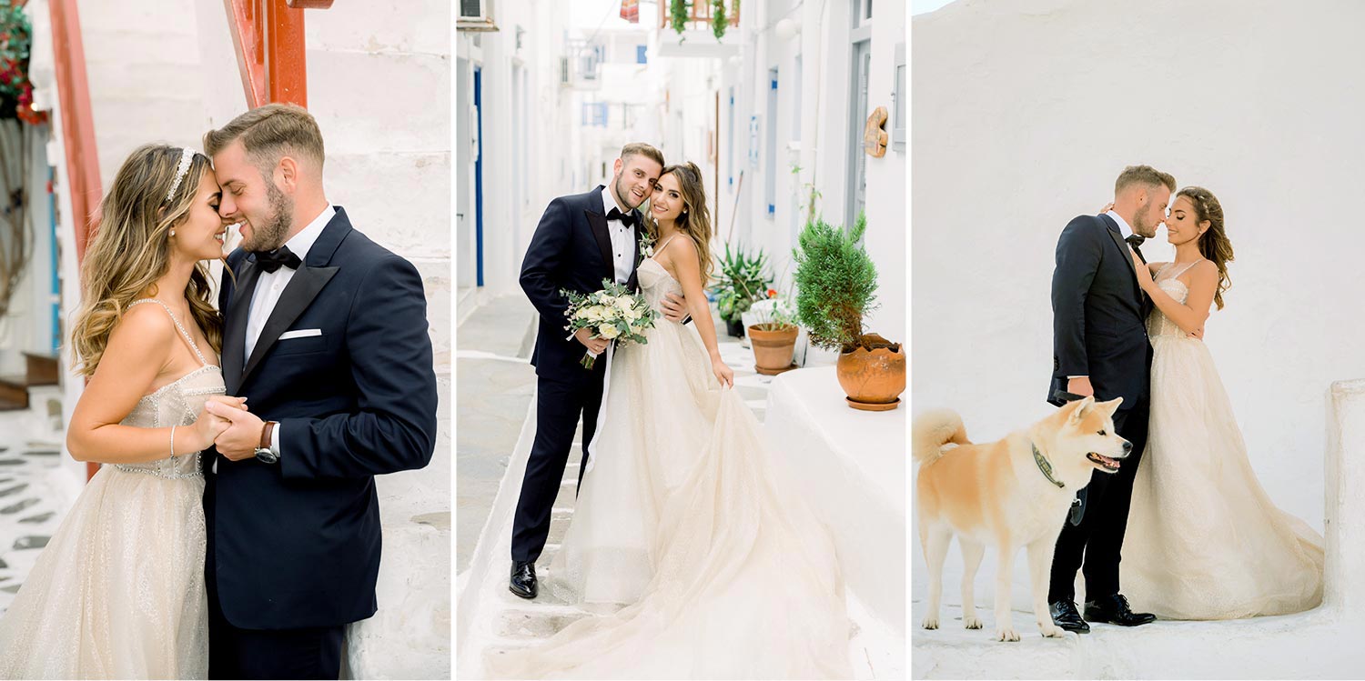 Πολυτελής Γάμος στη Μύκονο 16 Intimate moments down Mykonian alleys glowing in love. Mediterranean Romance in Mykonos Rogdaki Events