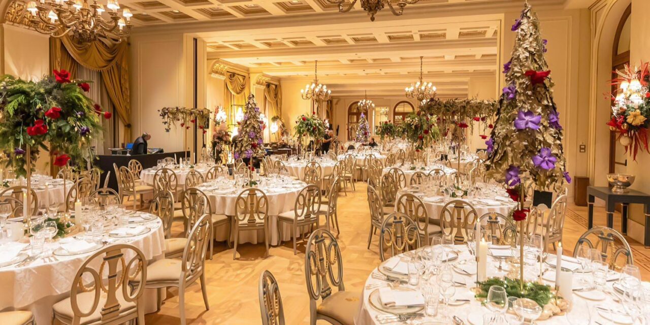Rogdaki Events decorate the Grande Bretagne ballroom into a Christams festive wonderlandfor the gala dinner and concert