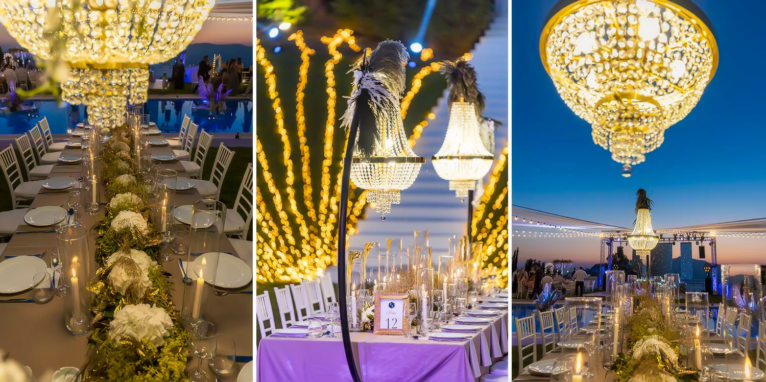 Ορθόδοξος, Πολυτελής Γάμος στο Ηδύλοφον 28 Crystal chandeliers and candle lit tables with floral arrangements create an elegant, intimate atmosphere