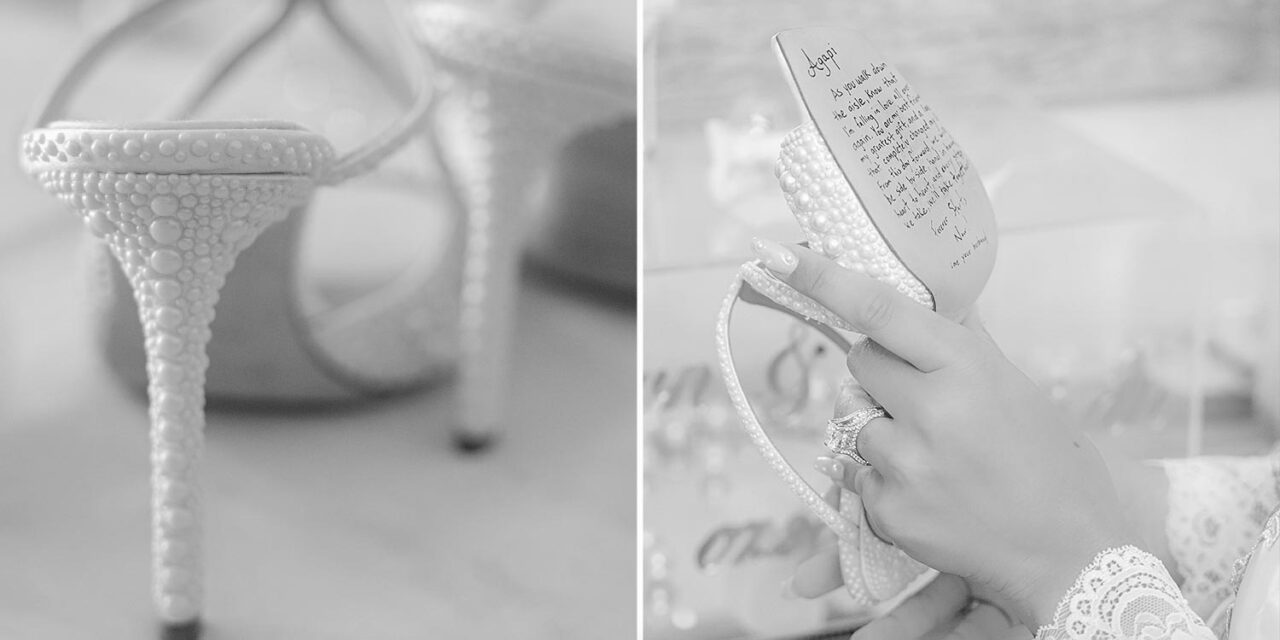 Elegant bridal heels adorned with delicate pearl details
