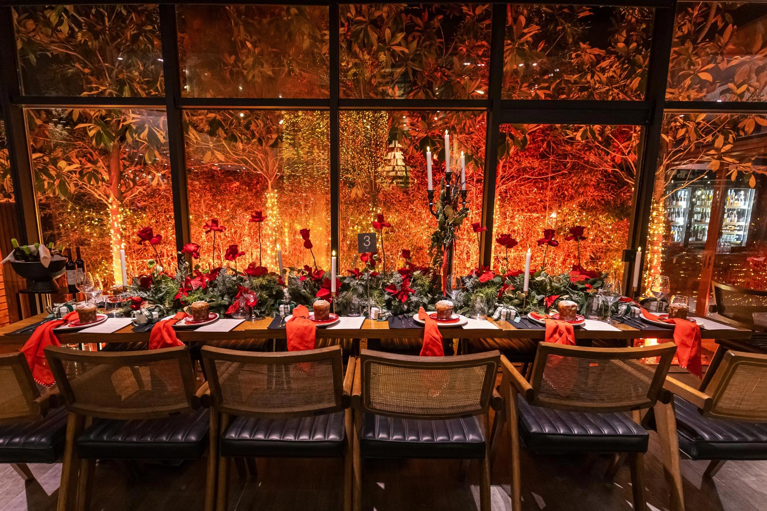 Mesmerizing Christmas Baptism Decoration 6 Christmas baptism dinner by Rogdaki Events at Distinto with glowing trees, red roses and candlelit gift wrapped tables