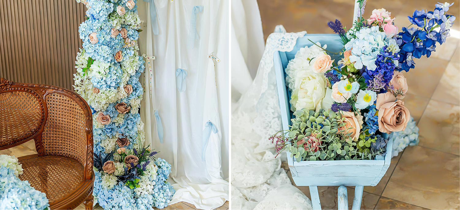 A Signature Wedding & Baptism Production in Blue 21 Rogdaki Events Design creates a sophisticated Mediterranean setting for Elena and Enea in Agrinio.