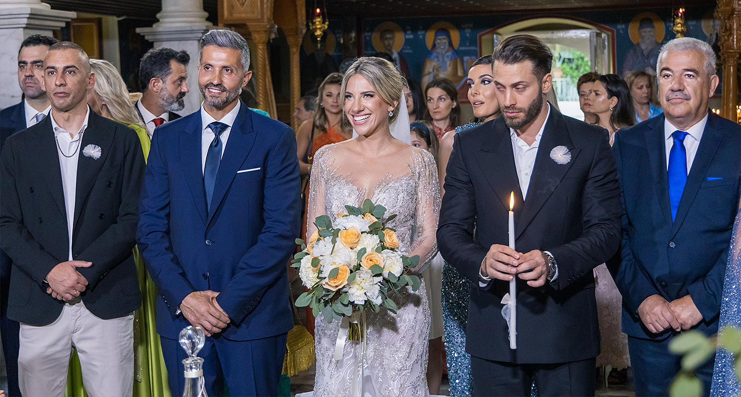 Trichonida Lake Wedding 16 Rogdaki Events honored tradition in agrinio with this sacred ceremony, framed by icons and candlelight.