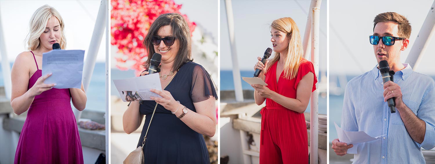 Γάμος σε Ταβέρνα στη Σαντορίνη 7 Ομιλίες σε γάμο στη Σαντορίνη με Rogdaki Events ταβέρνα φόντο Αιγαίο συγκίνηση και χαμόγελα