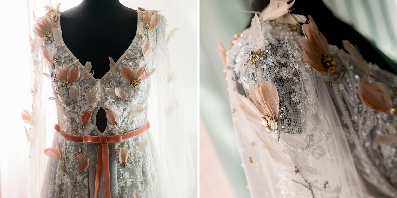 A Bridgerton Wedding in Greece 2 Exquisite feathered bridal details