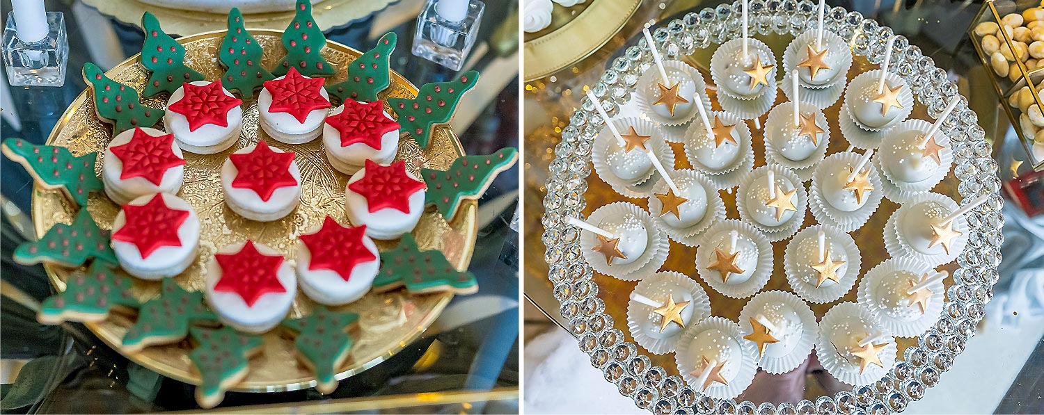 Χριστουγεννιάτικη Βάπτιση με Θέμα Σύννεφα & Αστέρια 22 Γιορτινά γλυκά με αστέρια και χειμερινή διακόσμηση σε elegant dessert table Rogdaki Events
