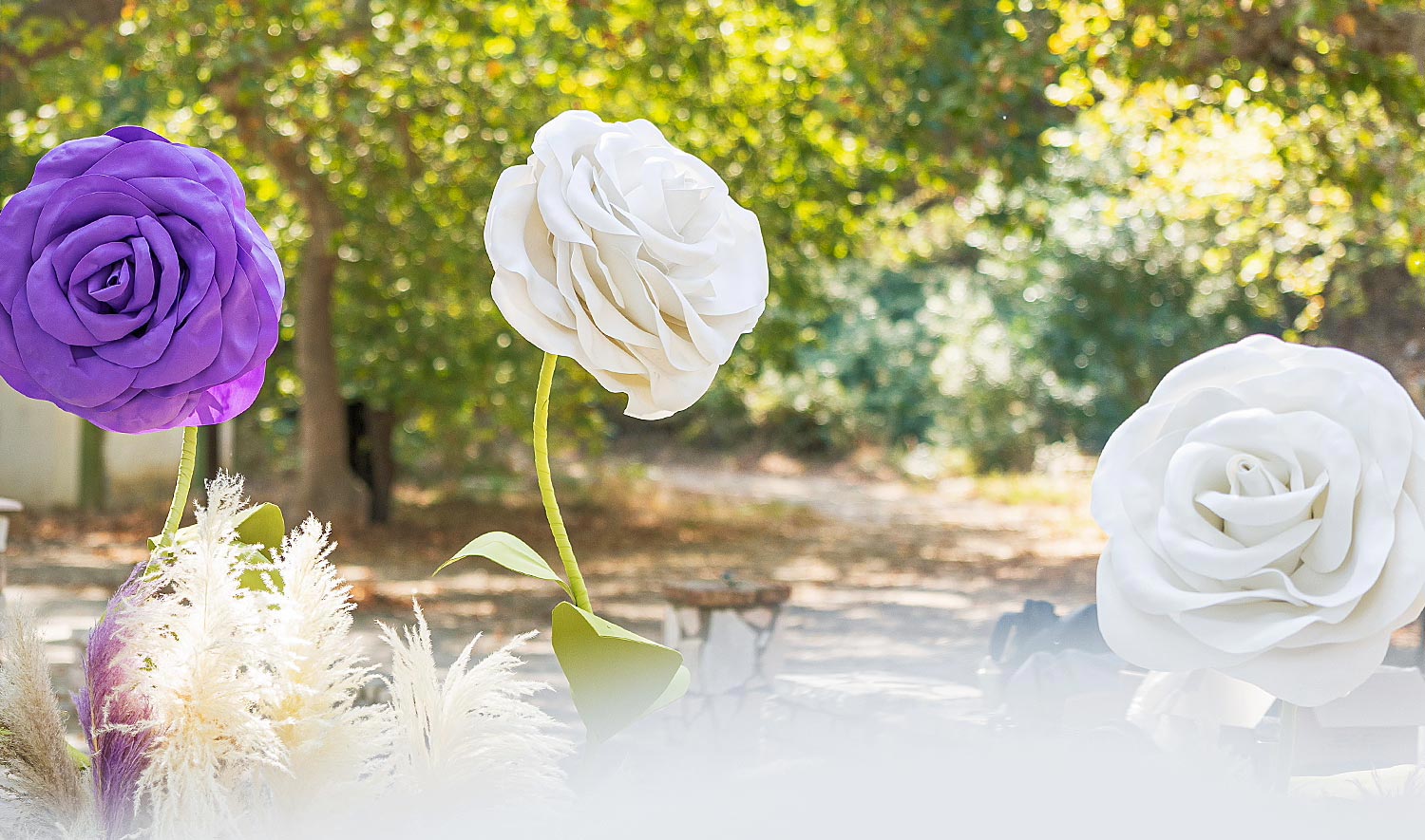 Whimsical Forest Christening with Oversized Floral Decor 11 Oversized white and purple floral elements for a whimsical baptism by Rogdaki Events
